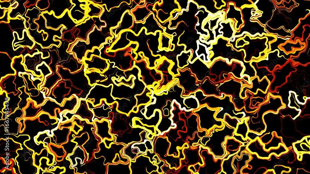 Poster abstract creative looped bg with curled lines like yellow trails on surface. lines form swirling pat