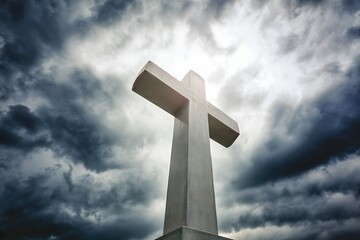 Cross in stormy sky