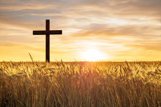 Cross in field of wheat