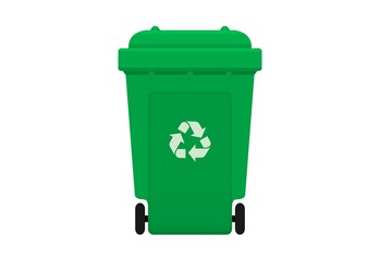  garbage bin, green recycling bin