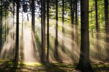 Rays of light in forest