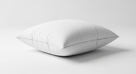 White square pillow, soft texture, simple design, mockup for advertisement, represents comfort, relaxation, and sleep