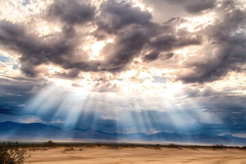 Obraz premium Desert landscape with light rays