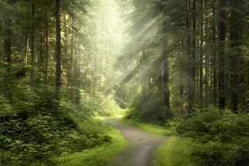 Obraz premium Pathway through forest