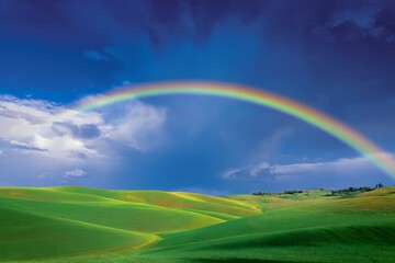Rainbow over countryside