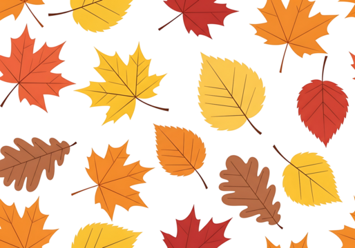 A pleasing pattern showcases various autumn leaves in vibrant colors against a dark background.