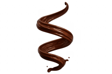 Spiral splash of liquid chocolate rotating on transparent background