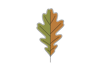 Obraz premium A stylized illustration of an oak leaf, featuring a gradient of autumnal colors.