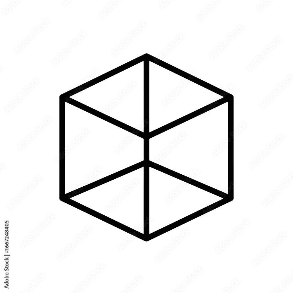 Poster Abstract Vector Icon of a 3D Cube Outline Design  