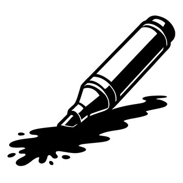 Vector illustration of a thick marker pen creating a bold ink stain, a great graphic for projects related to art, education, or stationery.
