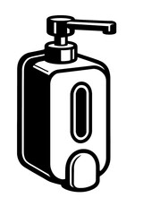 Obraz premium A hand-drawn vector illustration of a wall-mounted soap dispenser for bathroom or kitchen hygiene, symbolizing cleanliness and modern living.