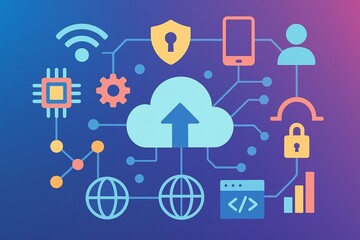 Vector Technology Icons on Gradient