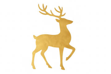 Golden christmas deer silhouette on transparent background