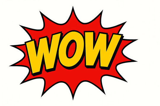 Retro pop art WOW comic book sound effect illustration.
