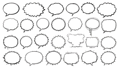 Fototapeta premium Set of HandDrawn Sketchy Speech Bubbles.