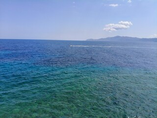 Speedboat Across the Blue Greek Sea