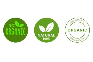 Set of stamp 100% vegan, organic, natural, eco friendly label