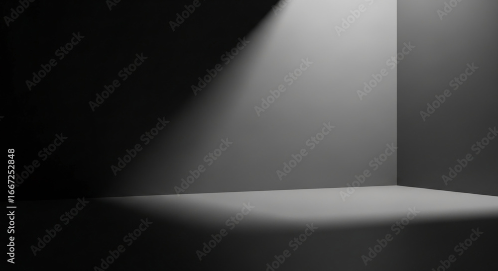 Poster dark gray corner scene with subtle lighting, ideal showcase for product display or minimalist design