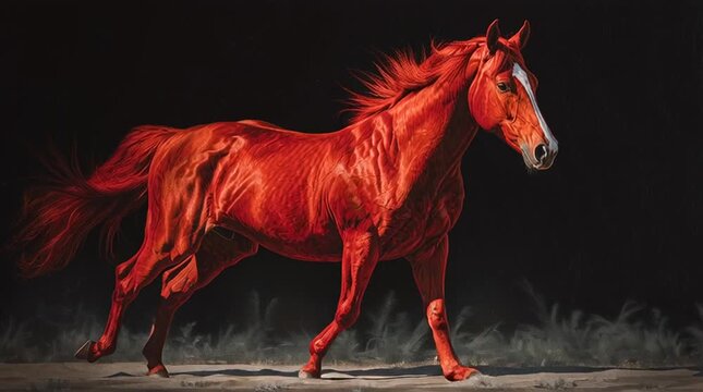 red horse on black background
