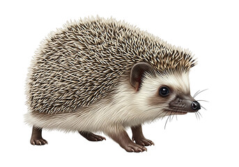 Obraz premium Detailed illustration of a hedgehog, showcasing intricate fur and spines against a stark black background.