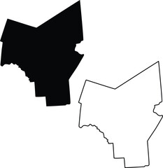 Map of Oneida County New York USA Silhouette Flat and Outline Design