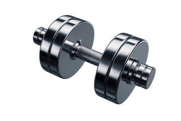 Chrome dumbbell isolated on transparent background promoting healthy lifestyle