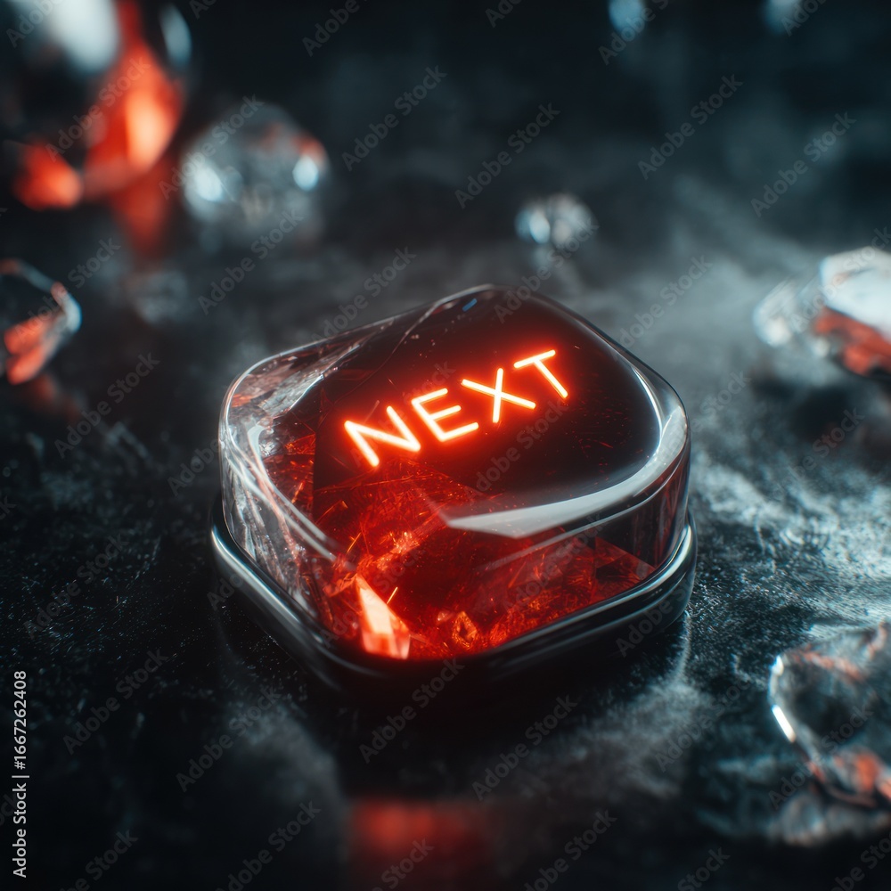 Poster illuminated square button with the word 