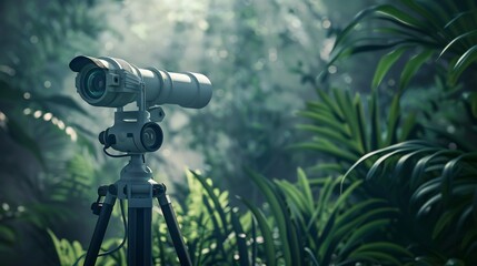 Military surveillance robot jungle setting monitoring enemy activity advanced optics