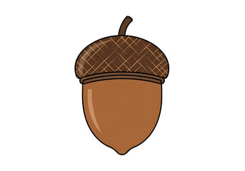 A simple, brown acorn against a solid black background.