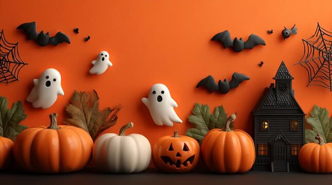 halloween background with pumpkin and bats