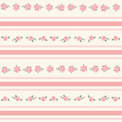 Striped Rose Border Pattern for Elegant Fabric and Wrapping