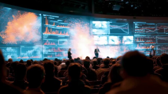 Focused medium shot of a live OTT audience heatmap showing realtime viewer interaction spikes with the rest of the data wall softly blurred emphasizing dynamic streaming trends.