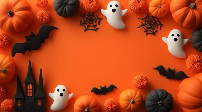 halloween background with pumpkin and bats