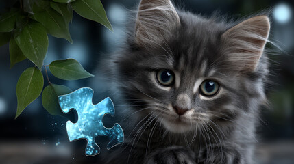 Complete the figure. Puzzle game with cat. 