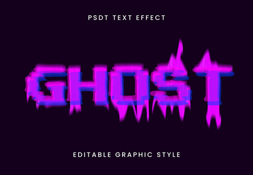 Pink And Purple Ghost Liquefied Trail Font Horror Distorted Text Effect