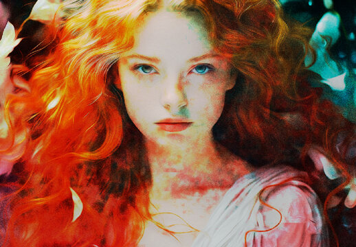 Red Digital Watercolor Image Effect