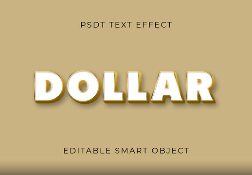 White And Gold Currency Font Dollar Bold 3D Text Effect