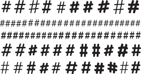 Multiple hashtag symbols arranged in rows demonstrating graphic design elements