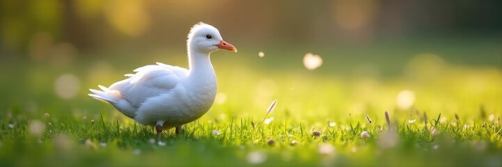 Obraz premium Soft, downy feathers drift gently to the ground, illuminated by soft sunlight A peaceful scene of nature's delicate beauty and quiet stillness , peaceful, quiet