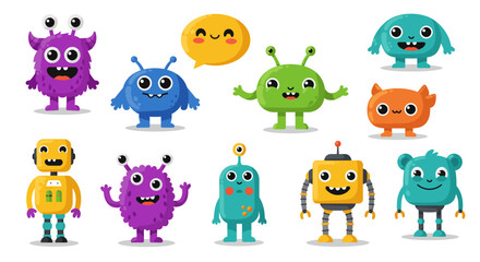 Obraz premium Vector Cartoon Collection Illustration of Random Characters and Objects
