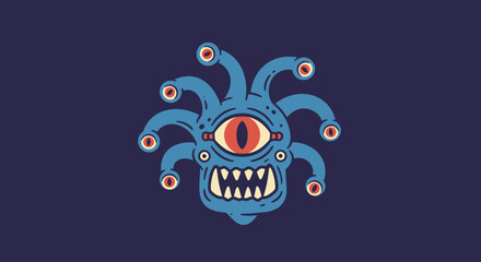 Vector Hand Drawn Beholder Illustration Fantasy Monster from DnD