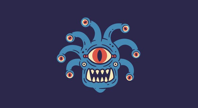 Vector Hand Drawn Beholder Illustration Fantasy Monster from DnD