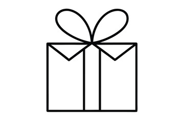 outline vector icon of a gift box  thin line style