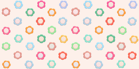 vintage colorful pastel floral seamless pattern. cute minimal emboss flower background. wallpaper for baby or child.