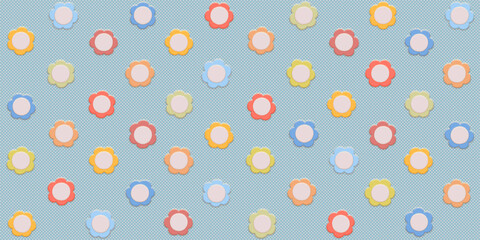 vintage colorful pastel floral seamless pattern. cute minimal emboss flower background. wallpaper for baby or child.