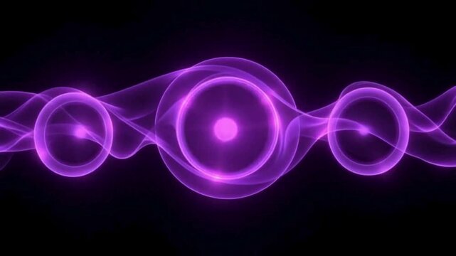 Ethereal Purple Energy Waves Forming Abstract Circles on Black Background image photo