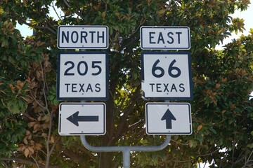 The intersection of Texas state highways 205 and 66 in Rockwall, Texas