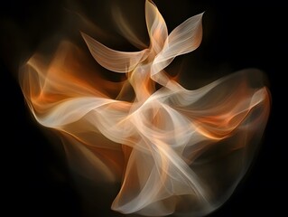 Abstract Whirling Dervish Dance, Fluid Brown Gold Swirls, Motion Energy Artwork