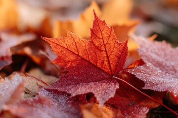 Vibrant maple leaves showcasing autumn colors on the ground Generative AI