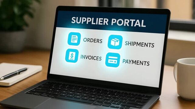 Supplier Portal Dashboard On Laptop For Procurement